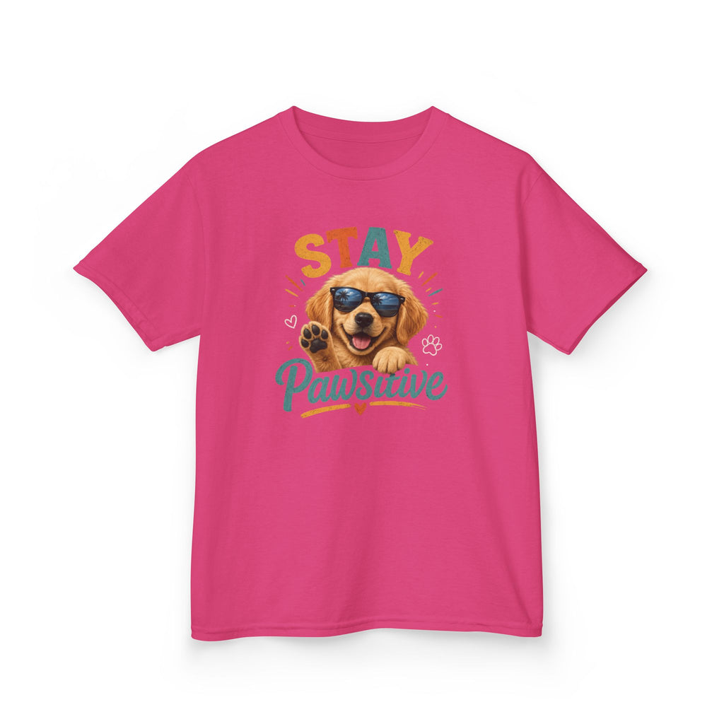 Kids T-Shirt "Stay Pawsitive" Cool Dog Cute Graphic Tee for Boys & Girls
