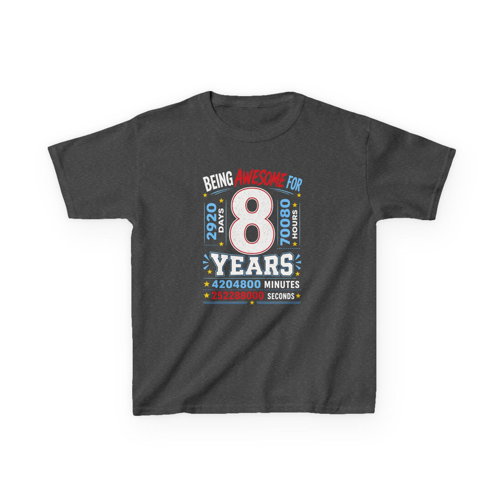 " Being Awesome For 8 Years" Graphic kids Birthday T-Shirt Design