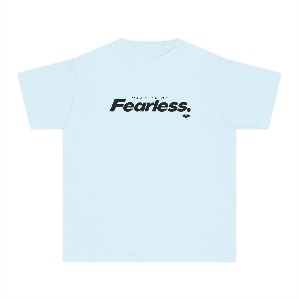 Motivational Youth Shirt, Made to Be Fearless Bold Text Tee, Confidence Kids