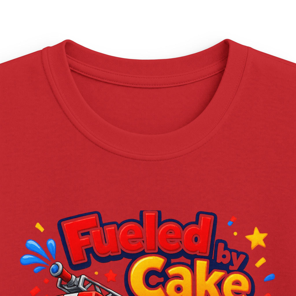 Kids Birthday T‑Shirt 'Fueled by Cake Turning 5' Fire Truck Tee