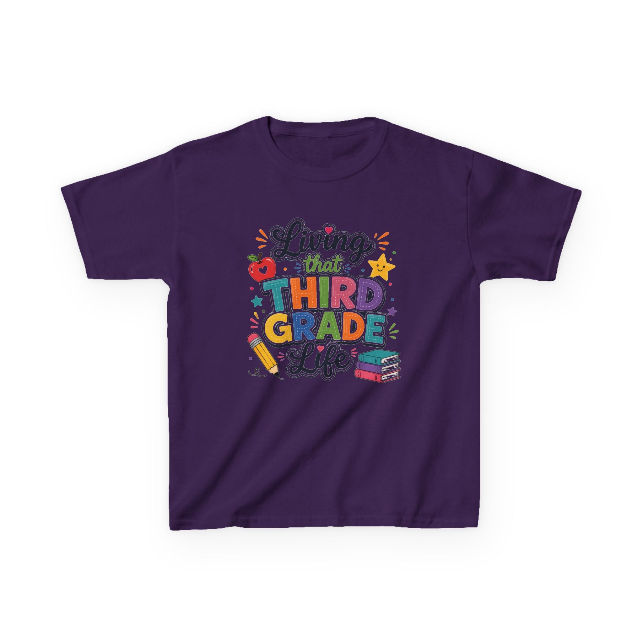Kids "Living That Third Grade Life" T-Shirt Girls & Boys Colorful Back-to-School Tee