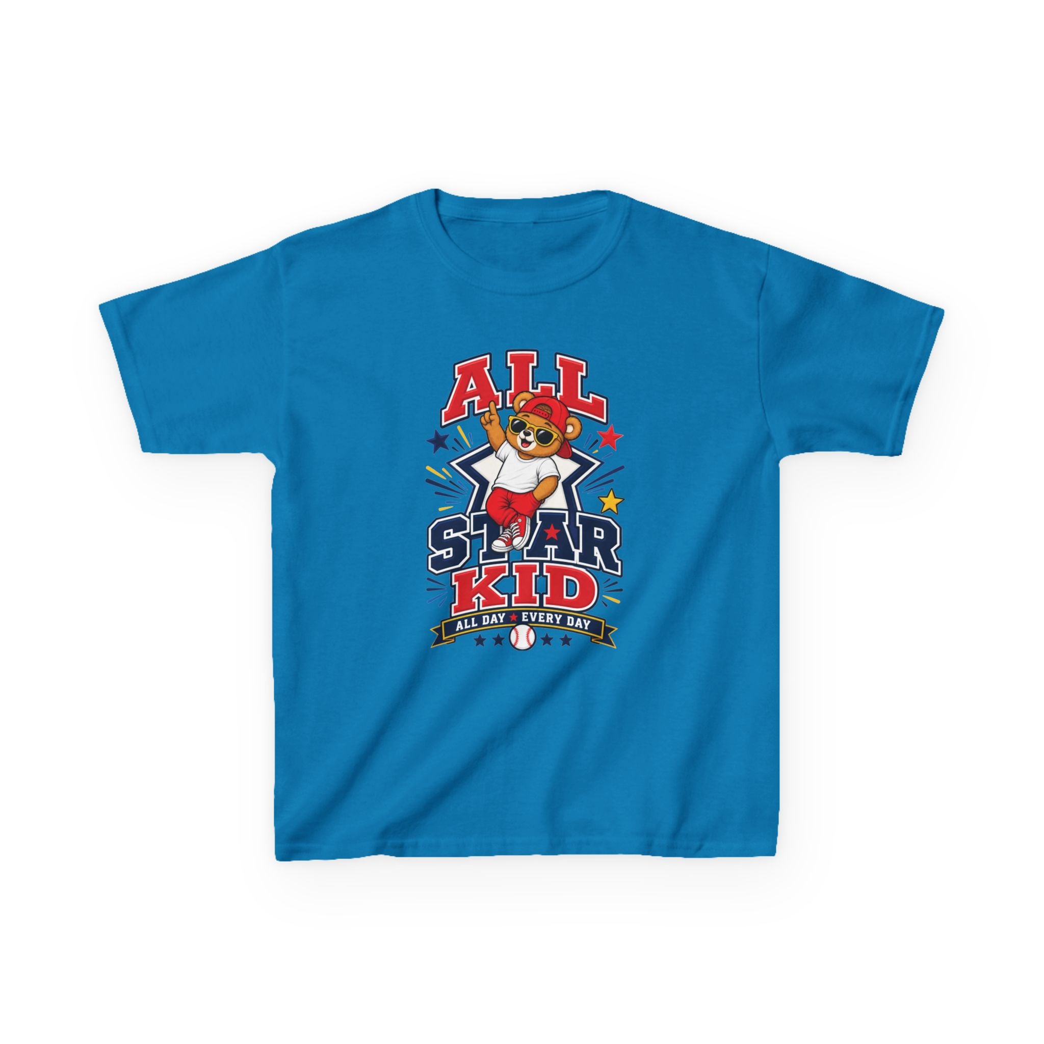 All Star Kid Kids T‑Shirt  Cute Baseball Bear Sports Graphic Tee