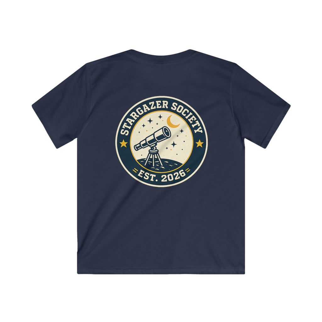 "Stargazer Society" Kids Tee Telescope 'Est. 2026' For Boys & Girls