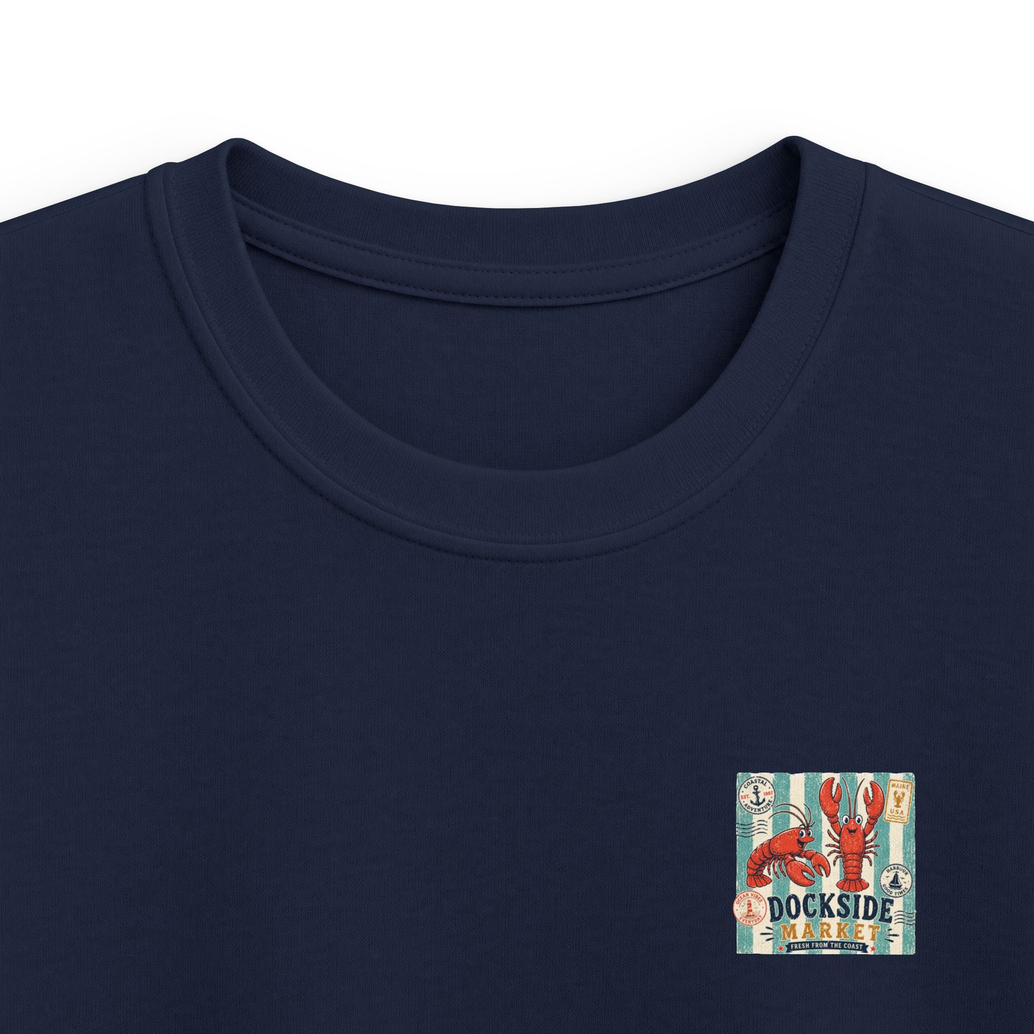 "Dockside Market" Kids Tee Retro Lobster Beach Graphic T-Shirt