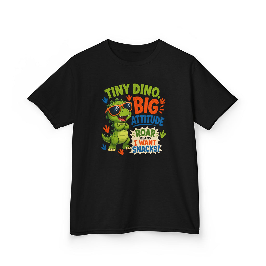 Kids T-Shirt "Tiny Dino, Big Attitude: Roar I Want Snacks" Cute Dino Tee
