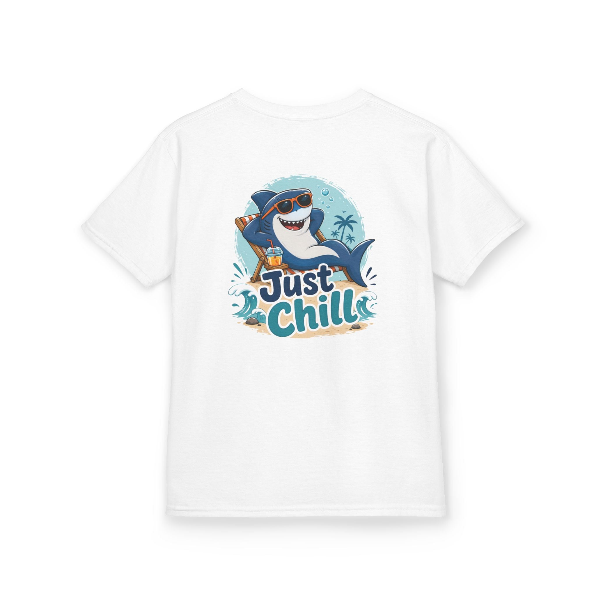 Kids Tee 'Just Chill' Surfing Shark Girls and Boys Graphic