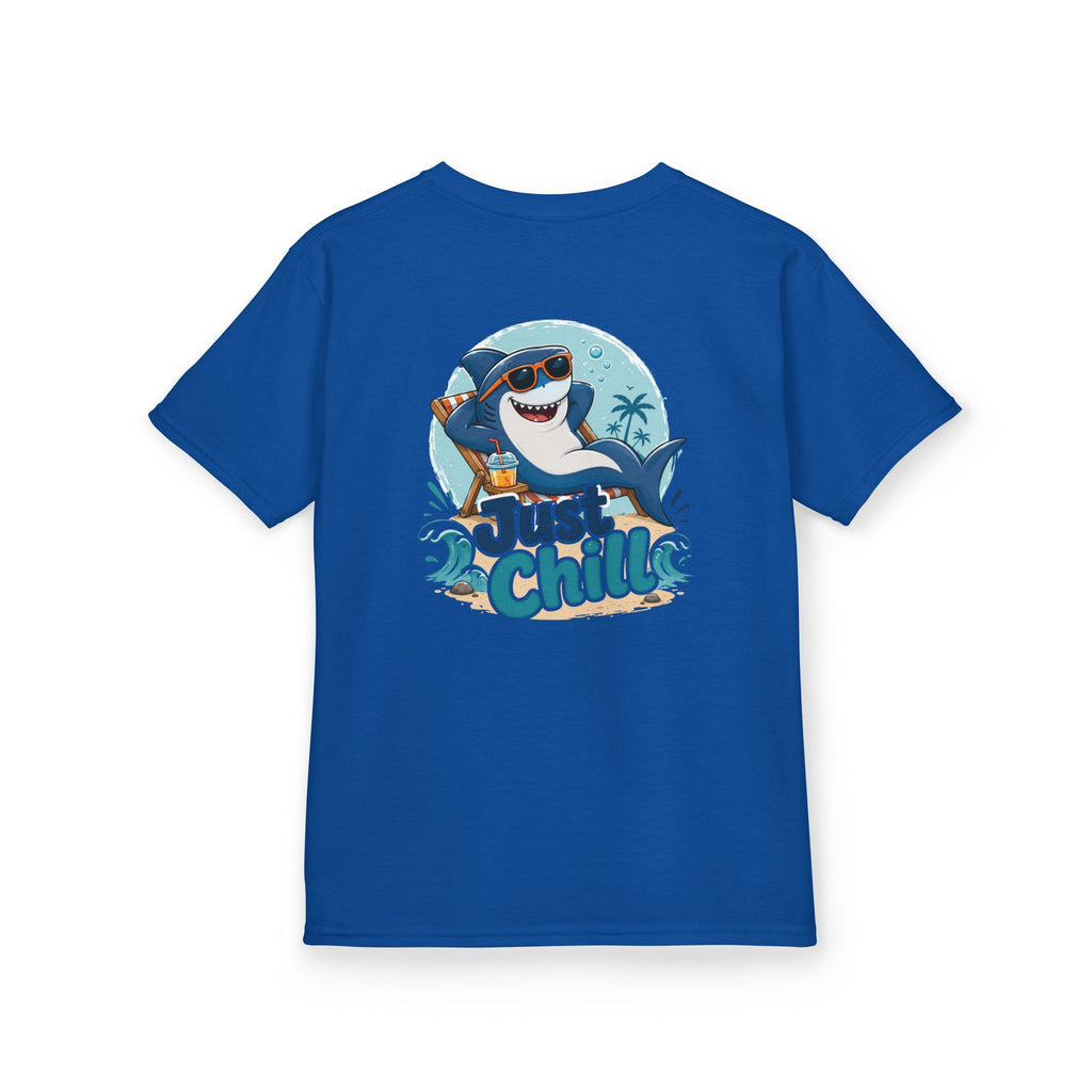Kids Tee 'Just Chill' Surfing Shark Girls and Boys Graphic