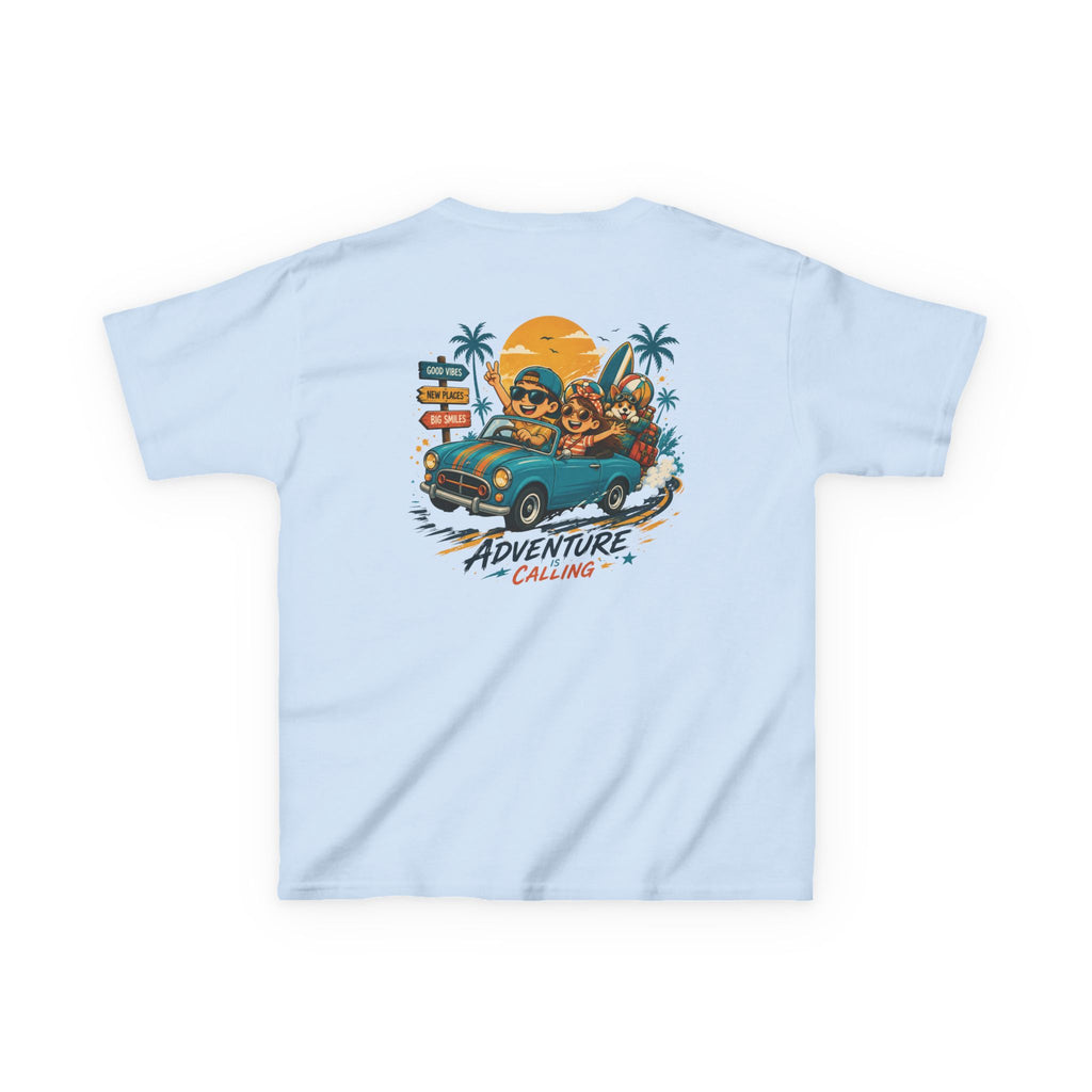 Boys Tee "Adventure Calling" Vintage Tropical Car & Sunset Graphic