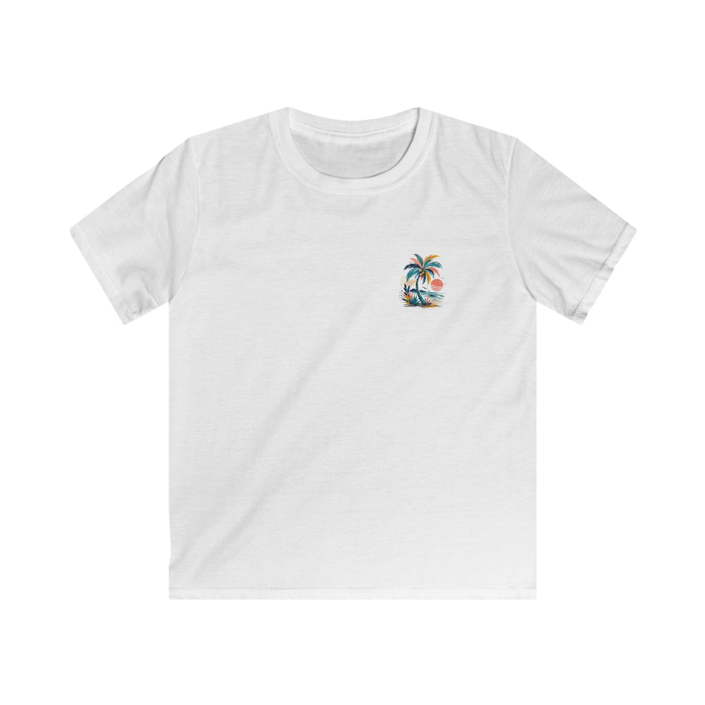 Kids Palm Beach T-Shirt Tropical Sunset Beach Tee for Children
