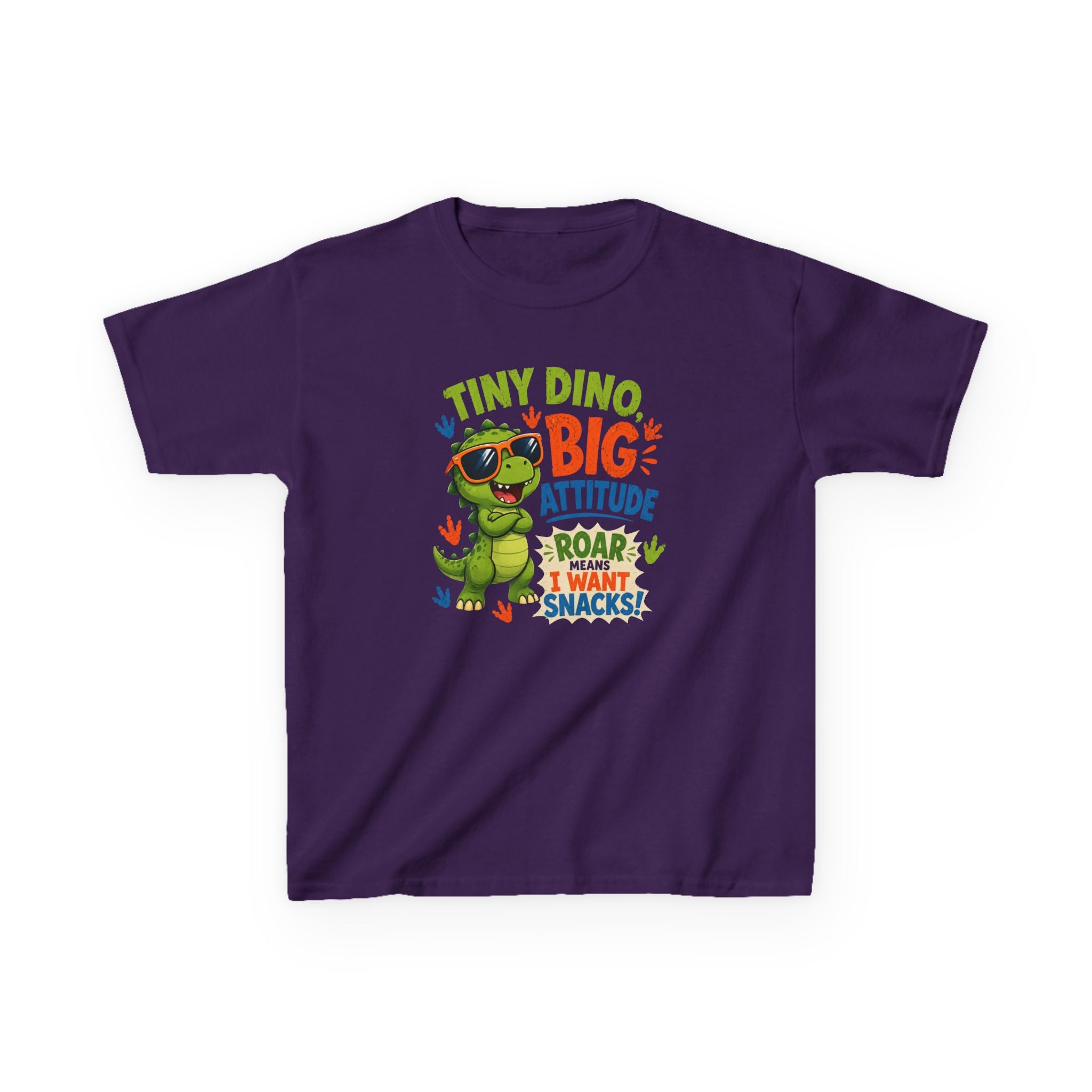 Kids T-Shirt "Tiny Dino, Big Attitude: Roar I Want Snacks" Cute Dino Tee