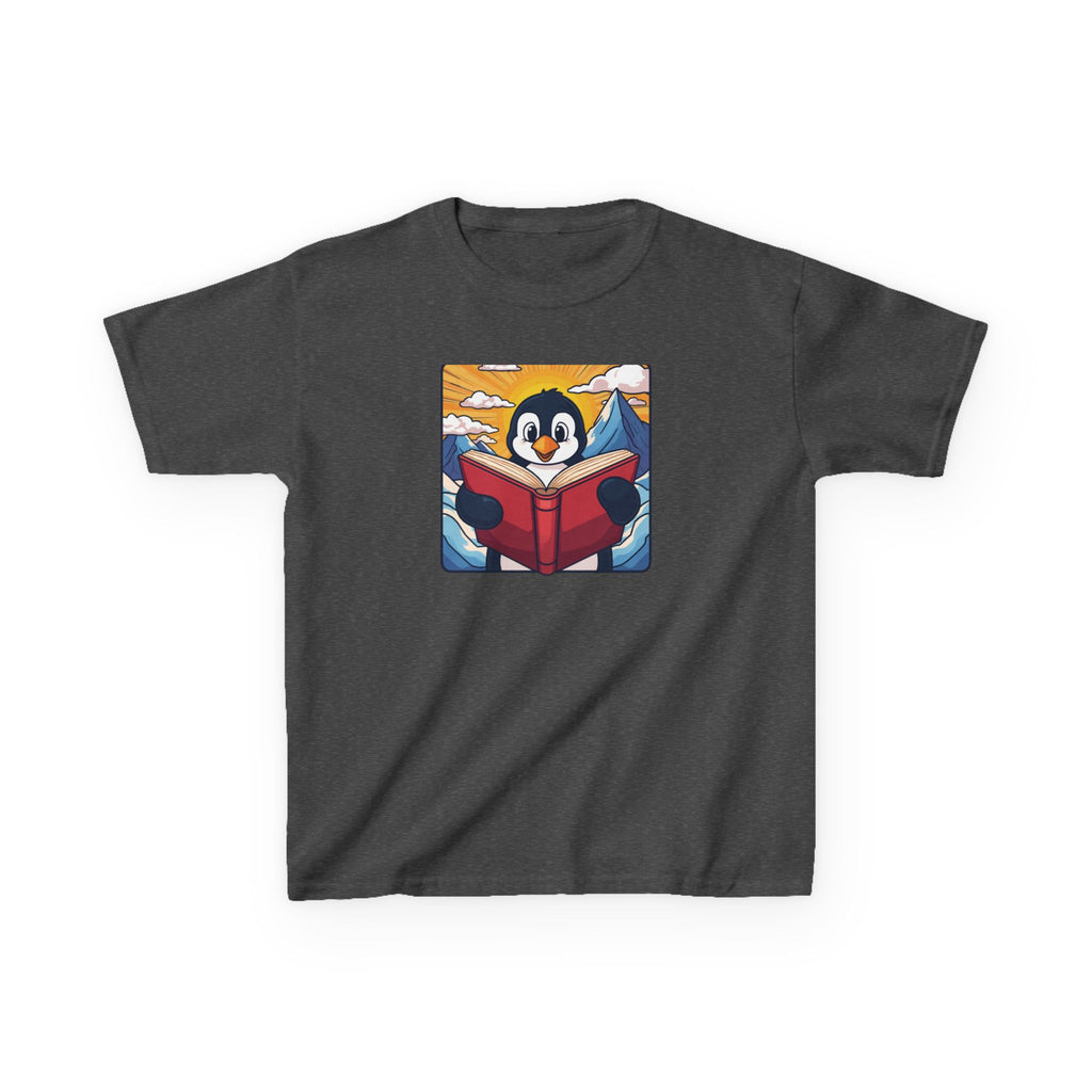 Kids Penguin Reading Tee Cute Book-Lover Shirt for Children