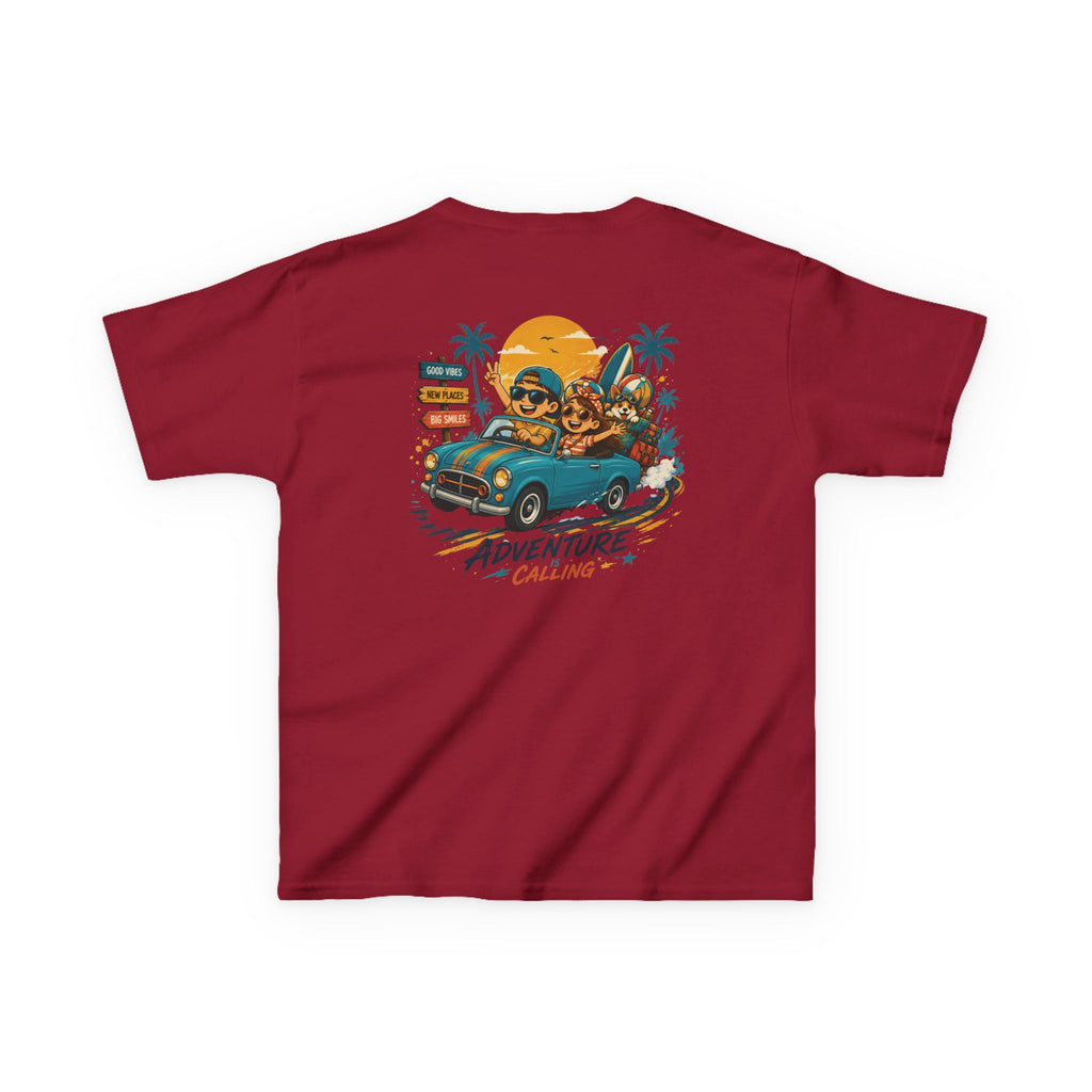 Boys Tee "Adventure Calling" Vintage Tropical Car & Sunset Graphic