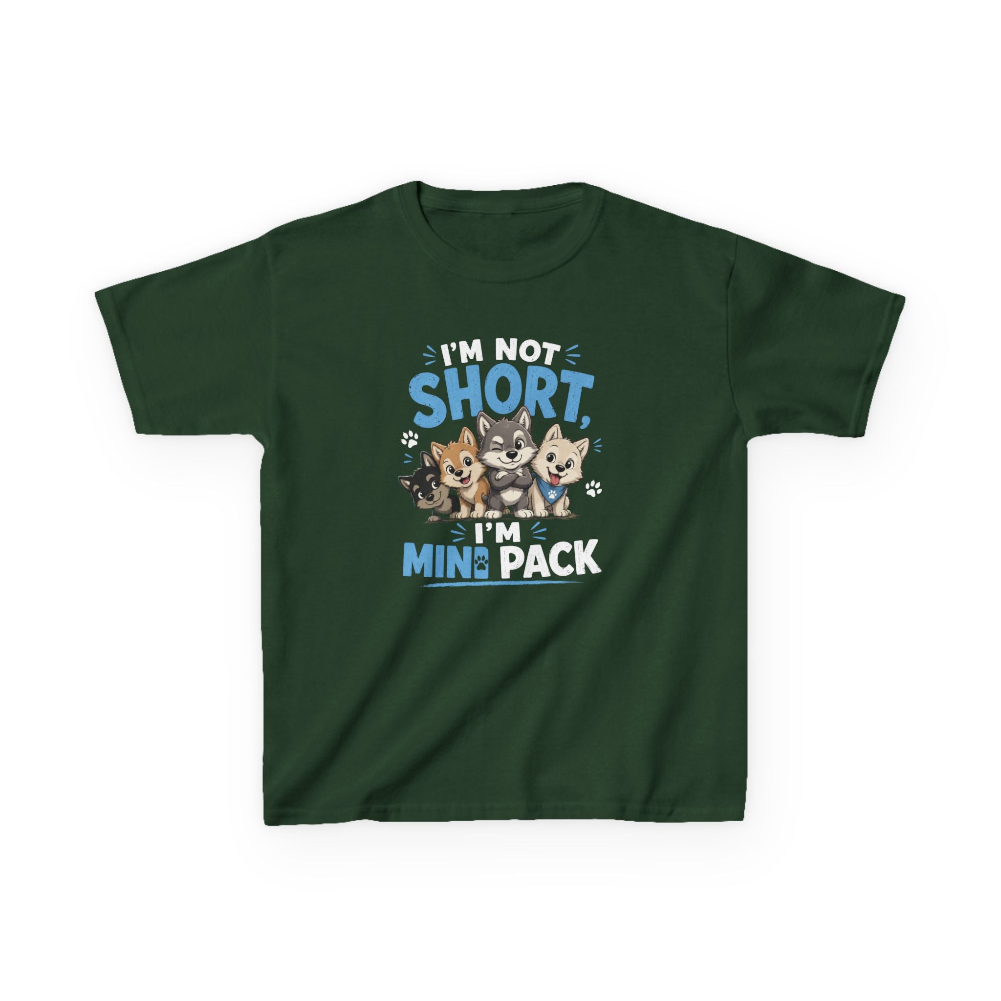 Kids Tee "I'm Not Short, I'm Mini Pack" Cute Husky Puppy Shirt