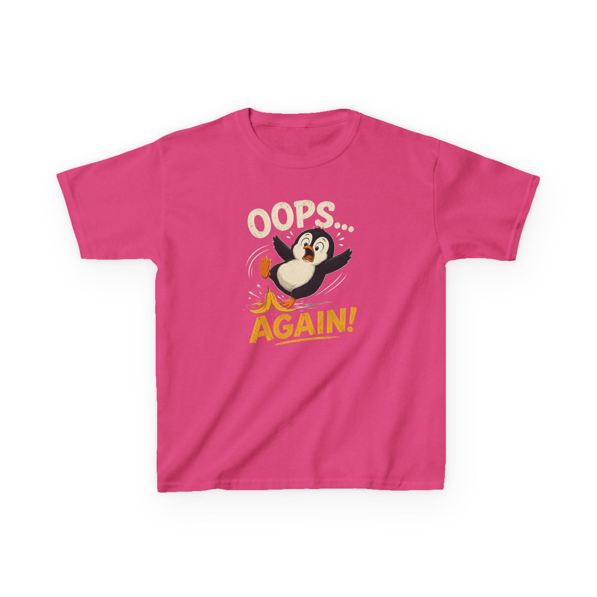 Kids Tee Cute Penguin "Oops... Again!" Funny Graphic T-Shirt