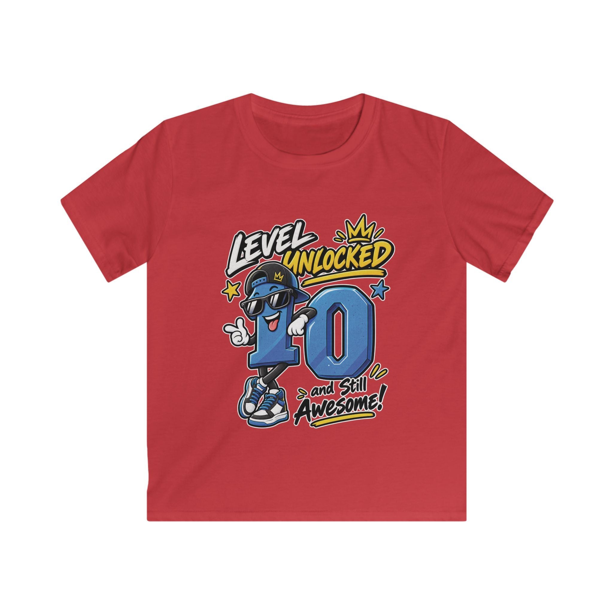 Kids 10th Birthday T-Shirt "Level Unlocked 10 and Still Awesome"