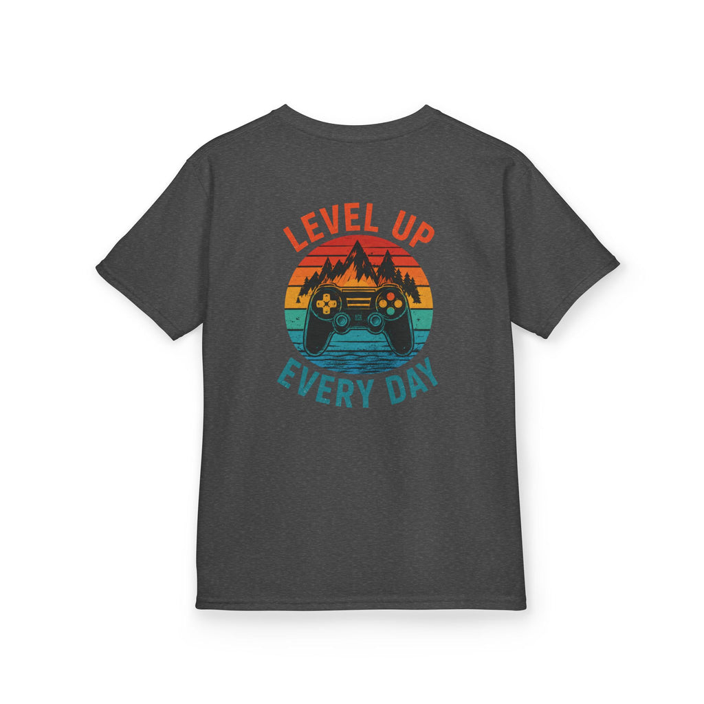 Kids Tee "Level Up Every Day" Retro Gamer Graphic