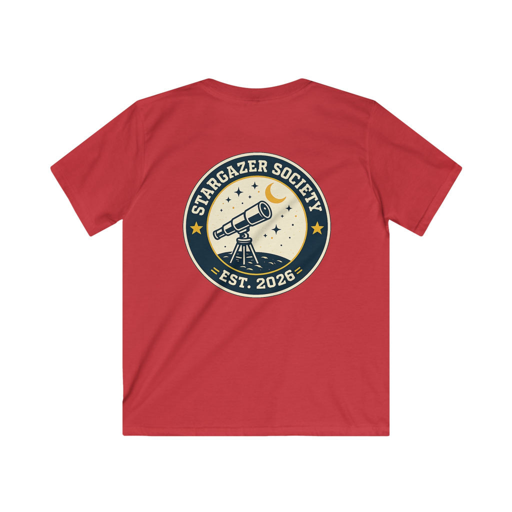 "Stargazer Society" Kids Tee Telescope 'Est. 2026' For Boys & Girls
