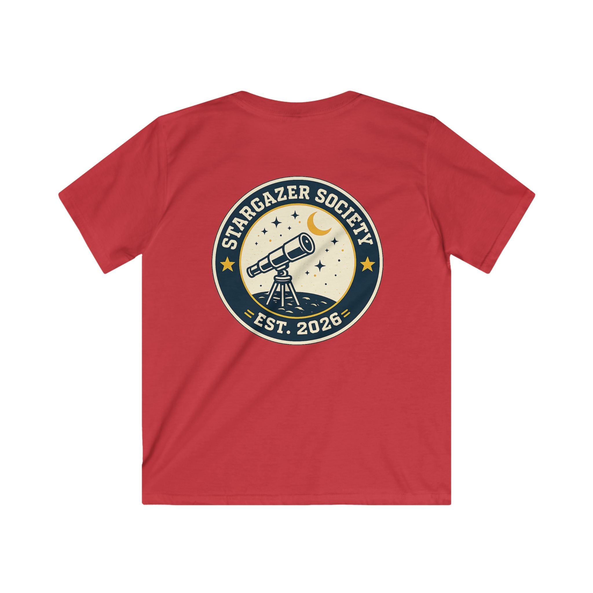 "Stargazer Society" Kids Tee Telescope 'Est. 2026' For Boys & Girls