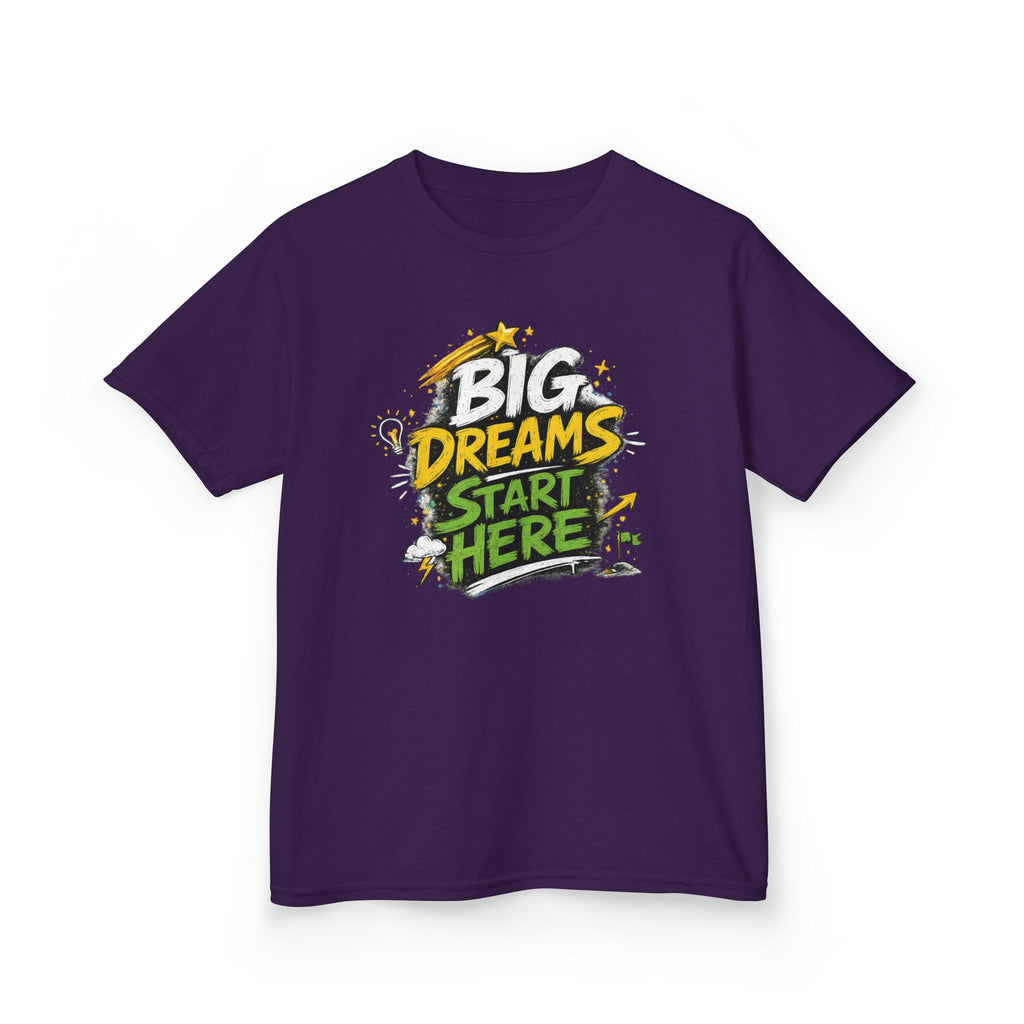 School Kids Tee "Big Dreams Start Here" Motivational Graphic Shirt