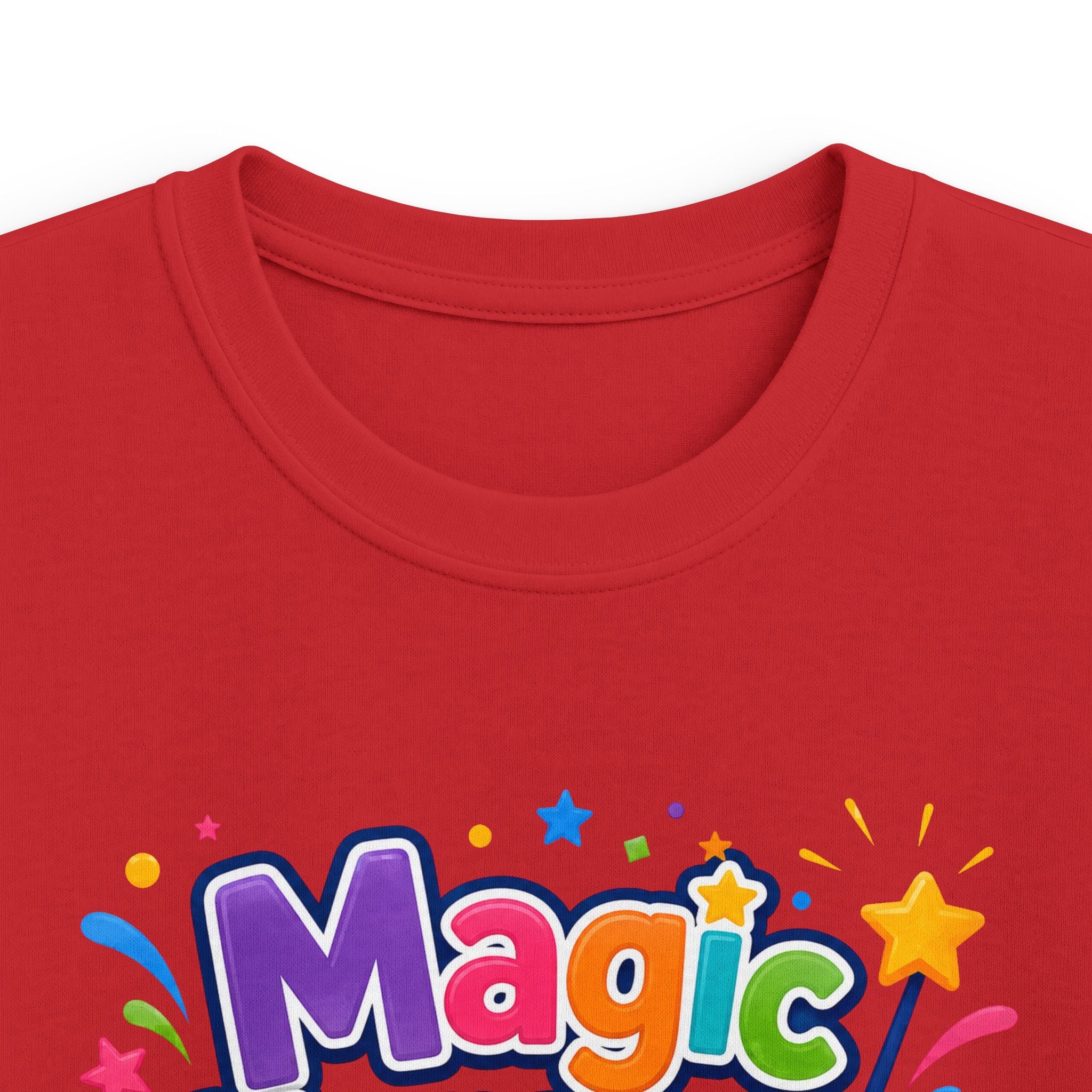 Kids Tee "Magic Happens at Five" Colorful Birthday Shirt