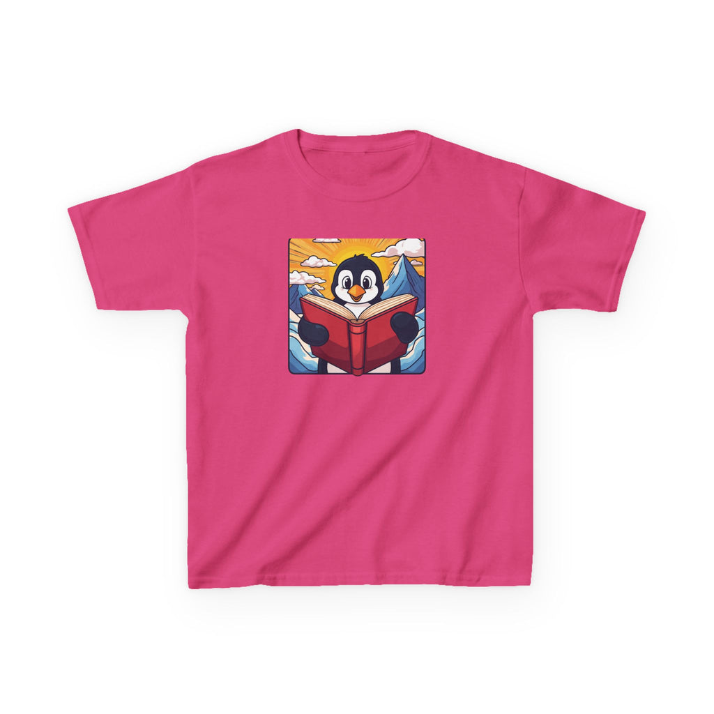 Kids Penguin Reading Tee Cute Book-Lover Shirt for Children