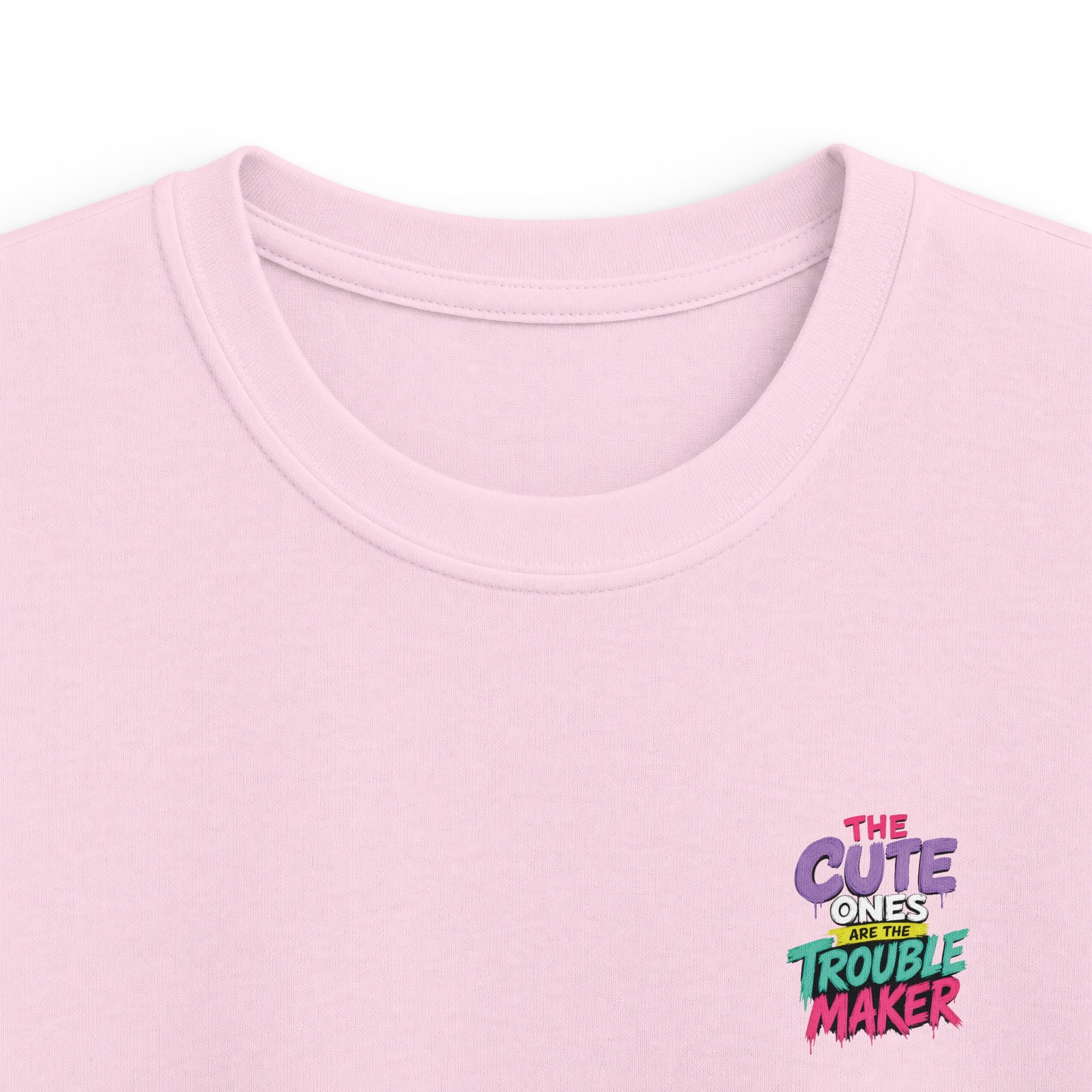 Cute Puppy & Kitten "The Cute Ones Are The Trouble Maker" Graphic Girls T-Shirt