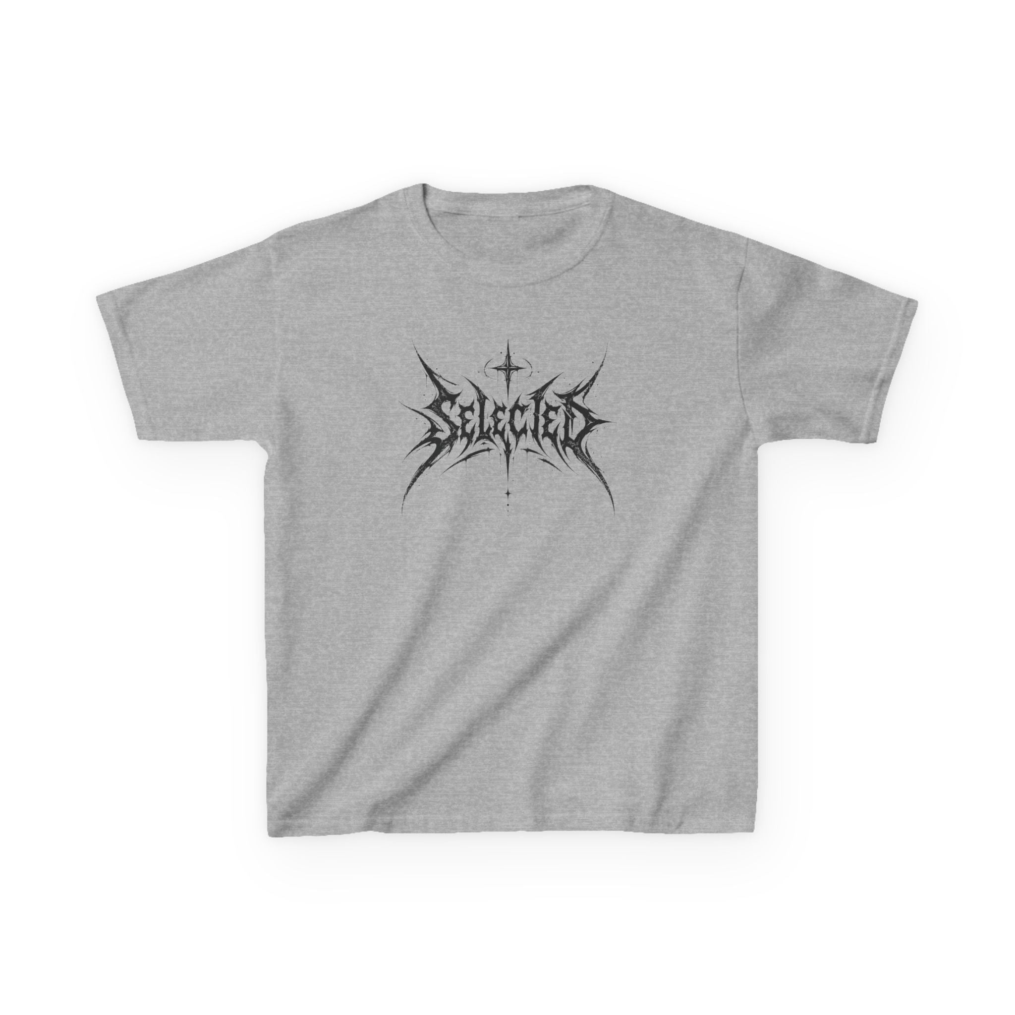 Kids Tee 'Selected' Black Metal Logo Boys and Girls Graphic Tees