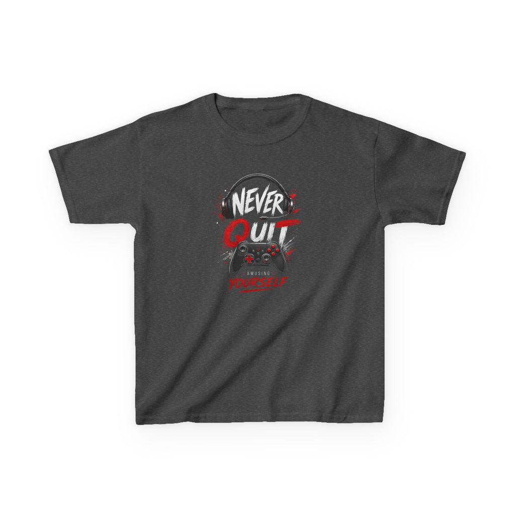 "Never Quit Gaming" Motivational Gamer Controller & Headset T-Shirt Design