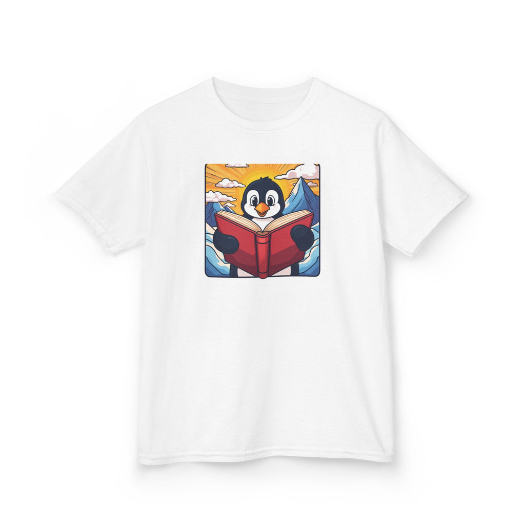 Kids Penguin Reading Tee Cute Book-Lover Shirt for Children
