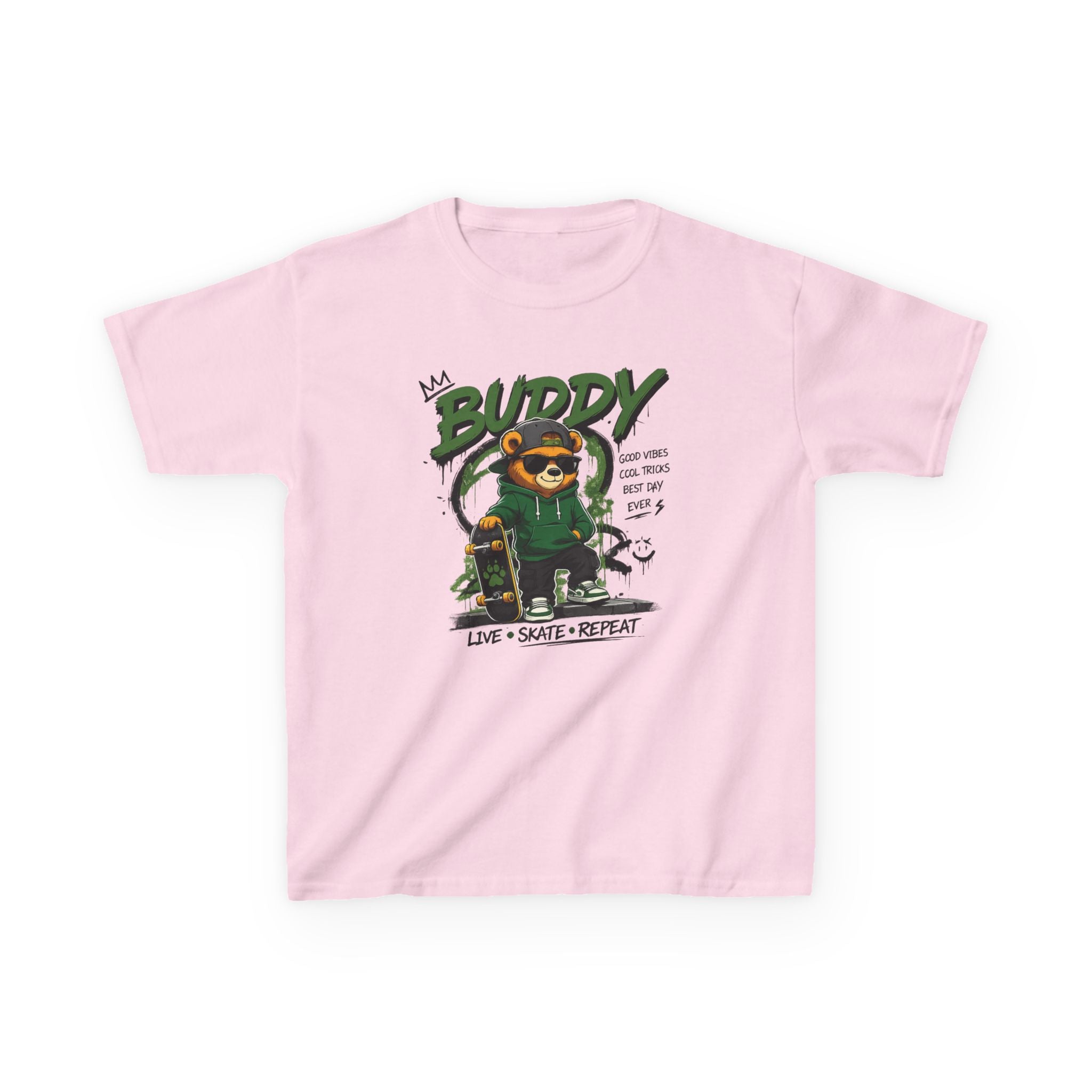 Kids Skateboard Tee "Buddy" Graphic Live • Skate • Repeat Boys and Girls Graphic Tee