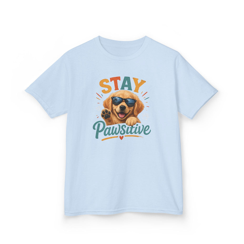 Kids T-Shirt "Stay Pawsitive" Cool Dog Cute Graphic Tee for Boys & Girls