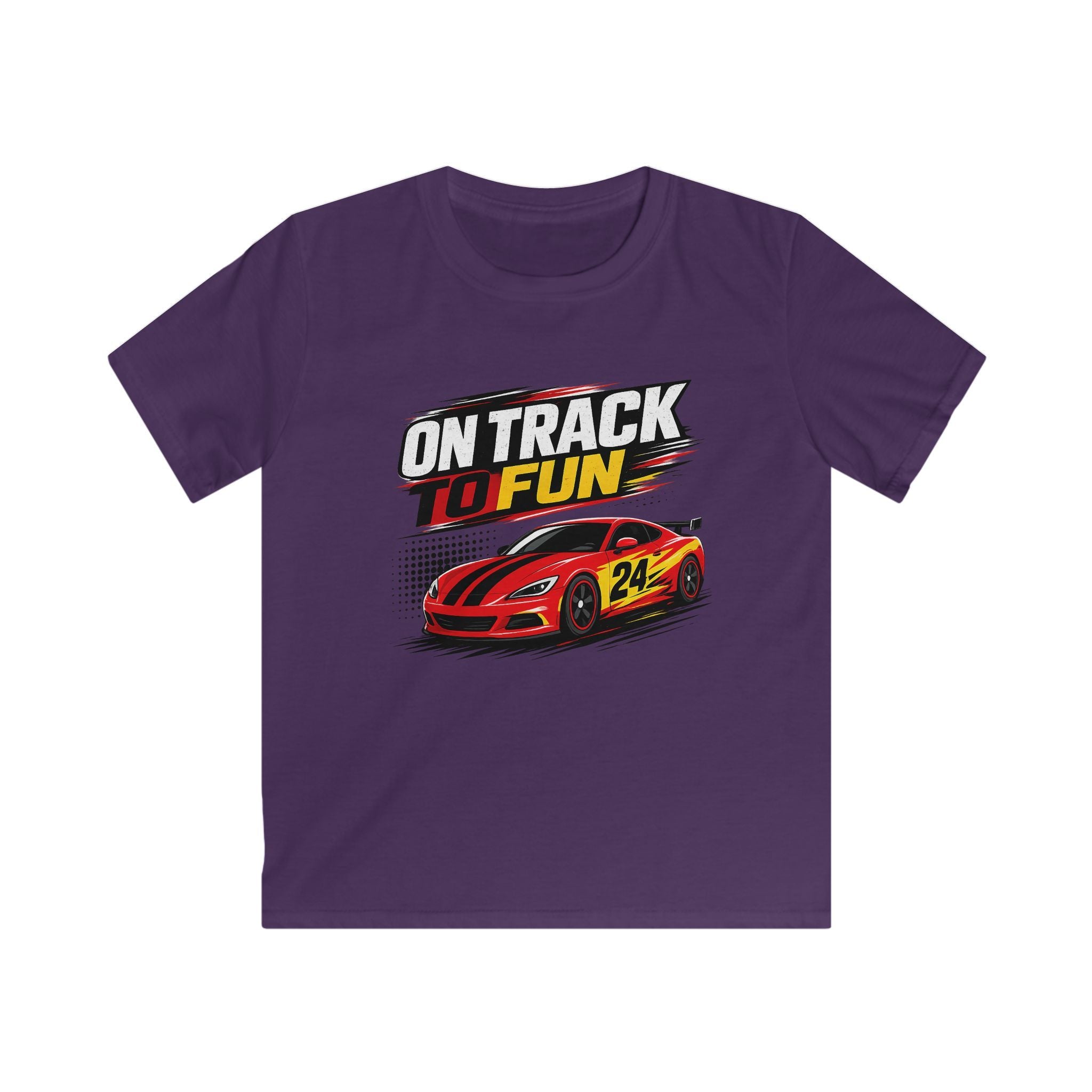 Kids Racing Tee "On Track to Fun" Red Race Car Shirt for Boys and Girls