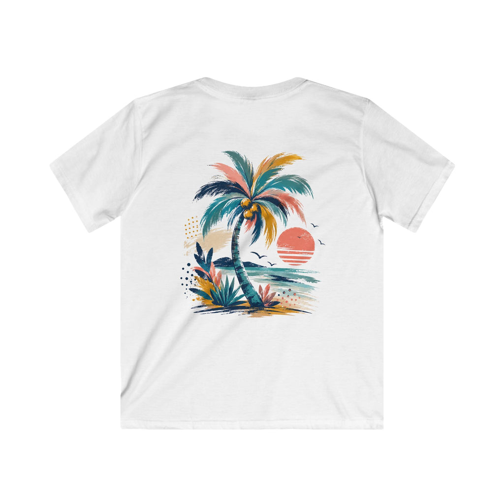 Kids Palm Beach T-Shirt Tropical Sunset Beach Tee for Children