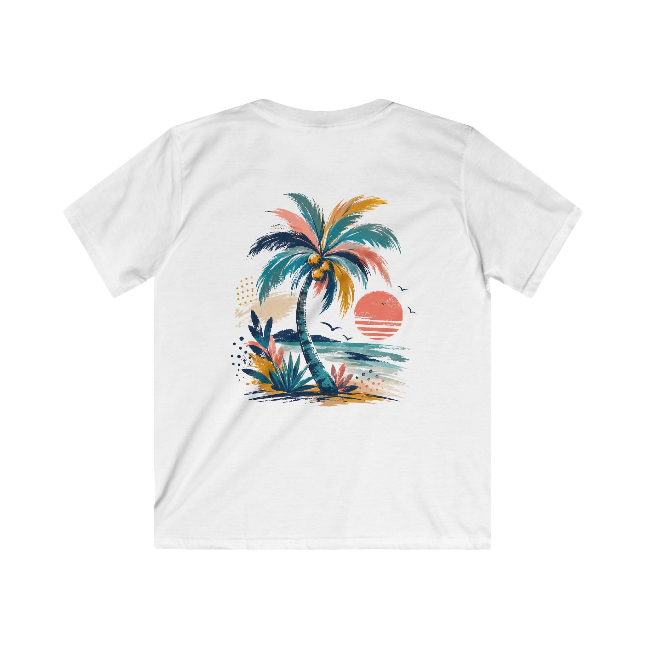 Kids Palm Beach T-Shirt Tropical Sunset Beach Tee for Children