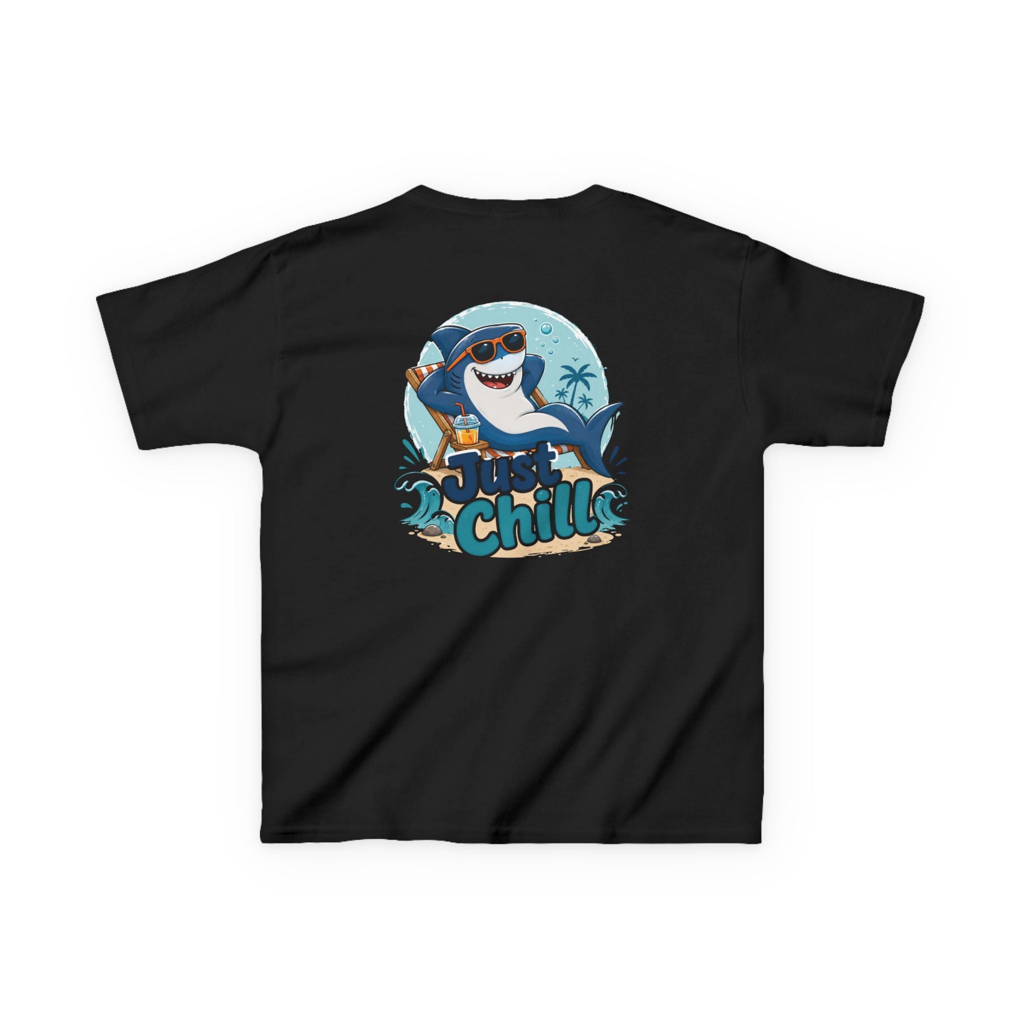 Kids Tee 'Just Chill' Surfing Shark Girls and Boys Graphic