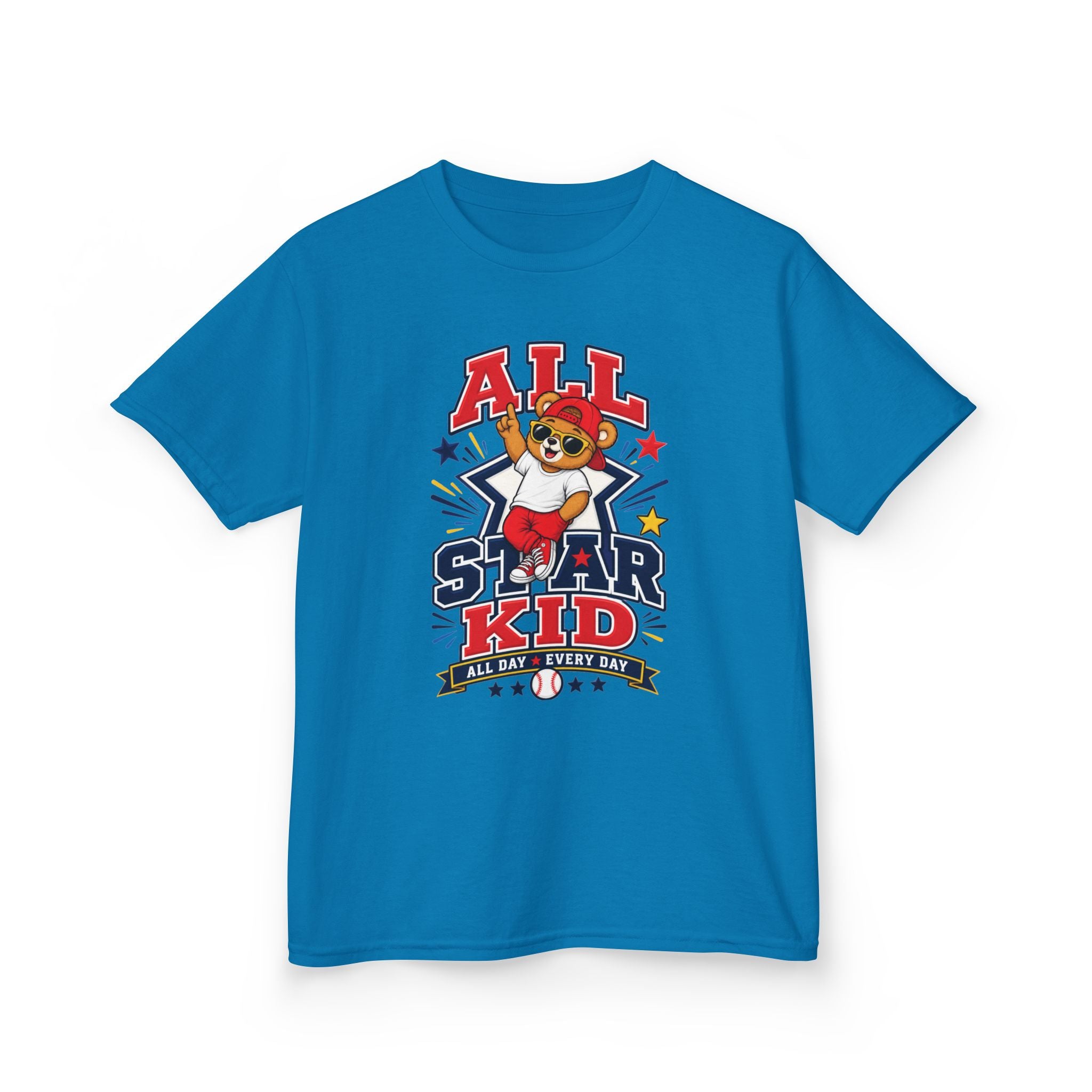 All Star Kid Kids T‑Shirt  Cute Baseball Bear Sports Graphic Tee