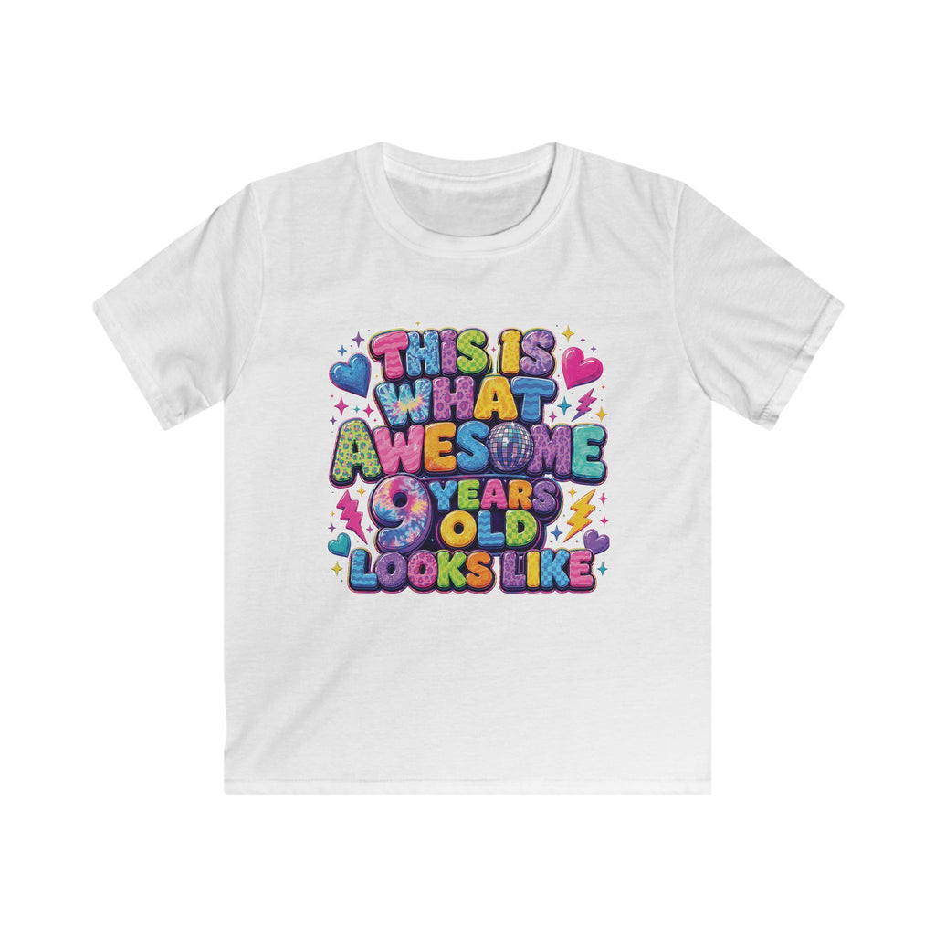 Kids Tee "This Is What Awesome 10 Years Old Looks Like" Colorful Birthday Shirt