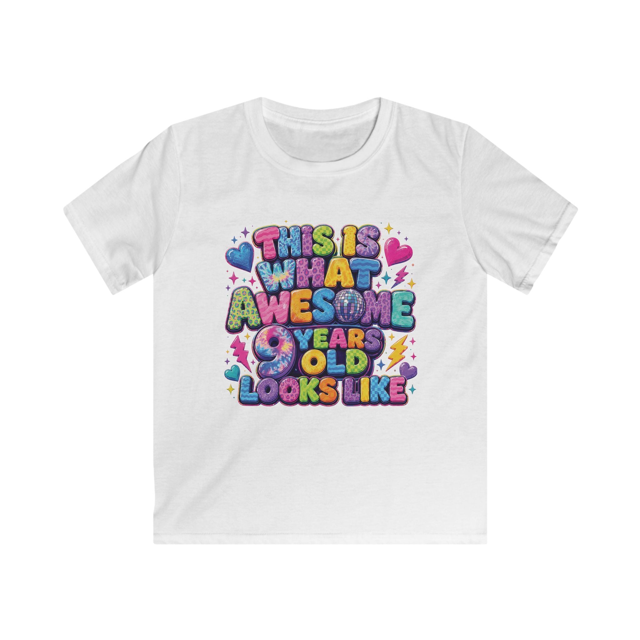 Kids Tee "This Is What Awesome 10 Years Old Looks Like" Colorful Birthday Shirt