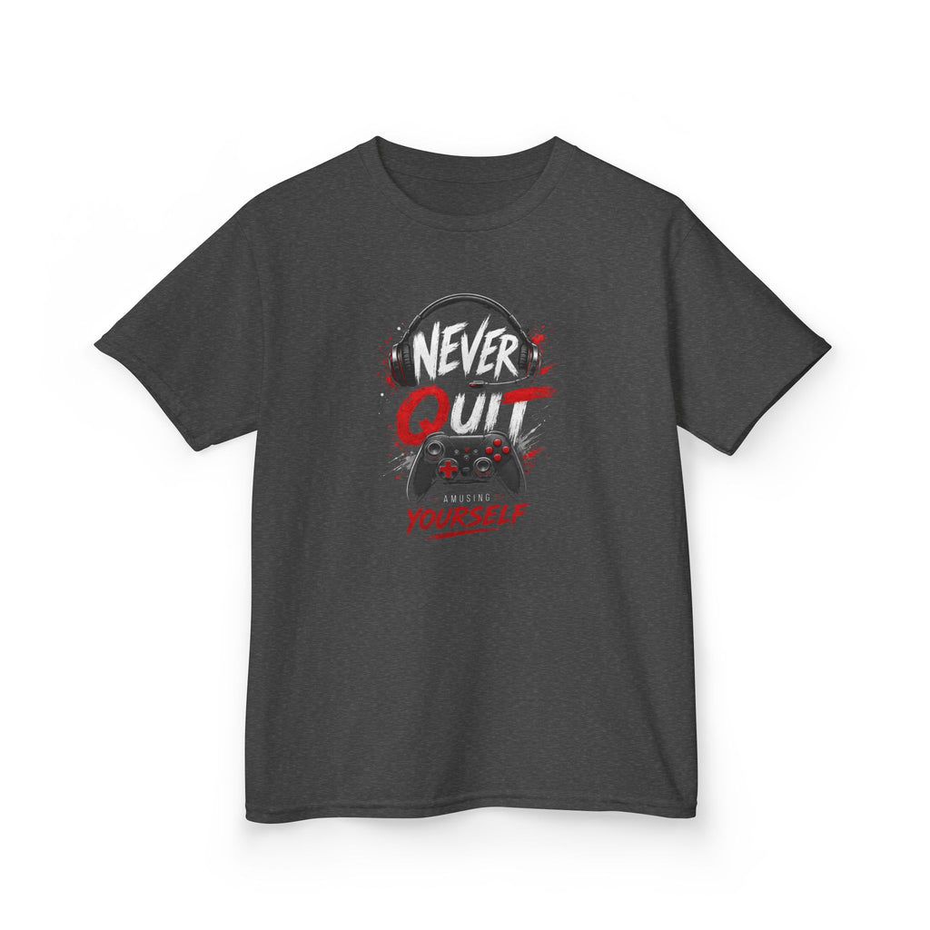 "Never Quit Gaming" Motivational Gamer Controller & Headset T-Shirt Design