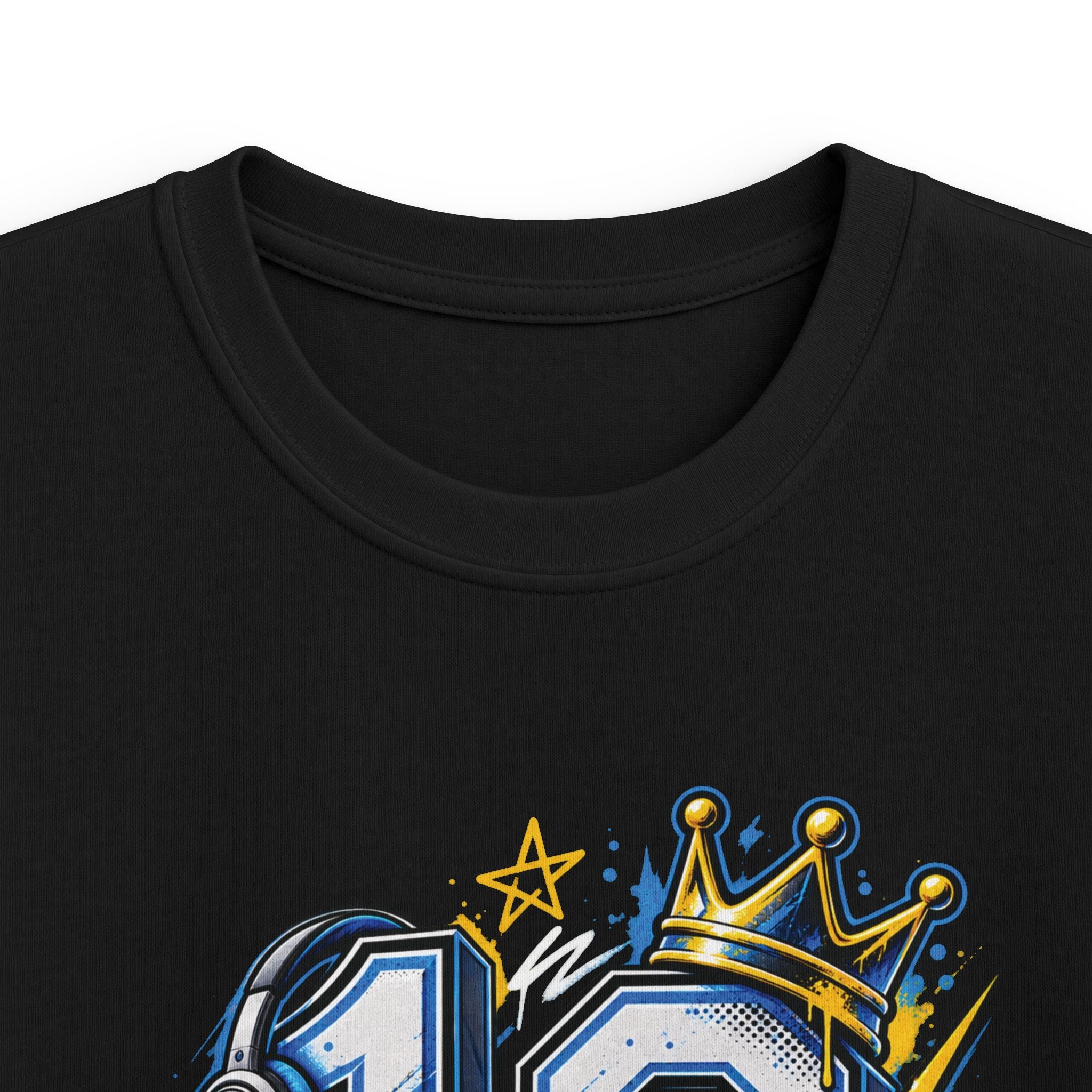 Kids 10th Birthday Racing Tee - Number 10 Crown & Sneakers Graphic