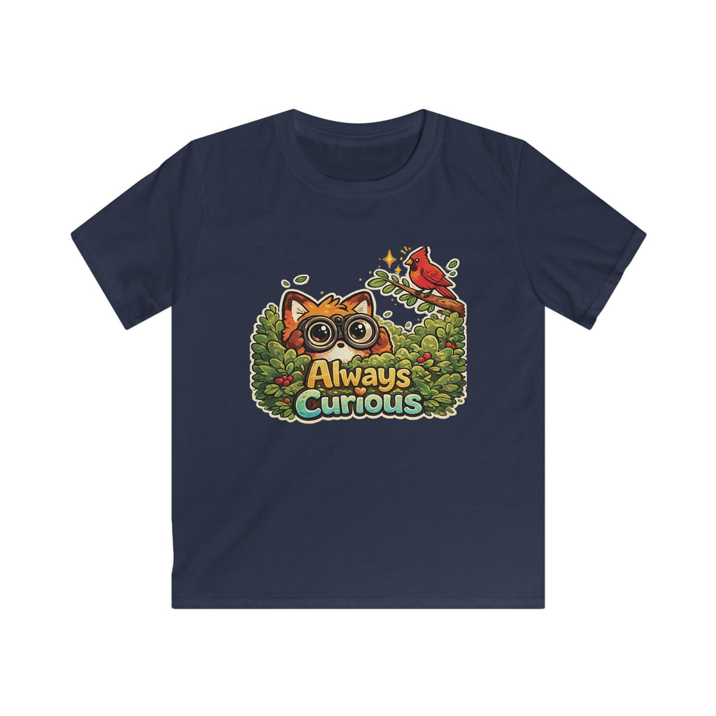 Kids Funny Tee "Always Curious" Fox & Cardinal Graphic design t-shirt