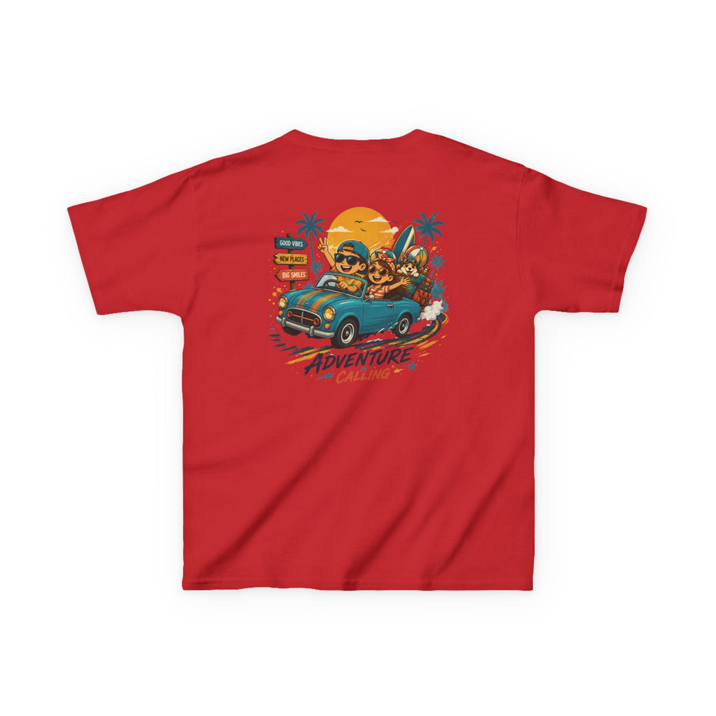 Boys Tee "Adventure Calling" Vintage Tropical Car & Sunset Graphic