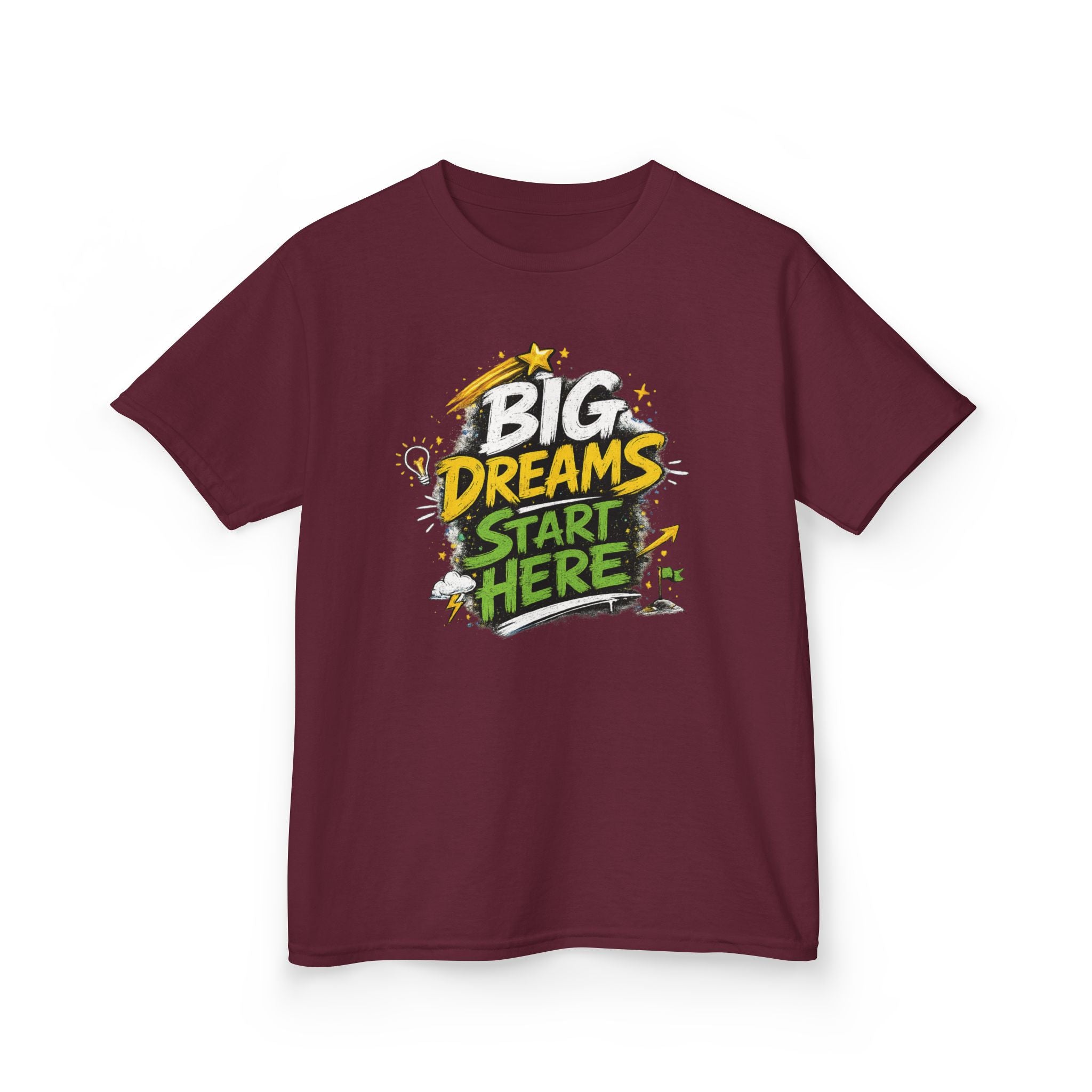 School Kids Tee "Big Dreams Start Here" Motivational Graphic Shirt