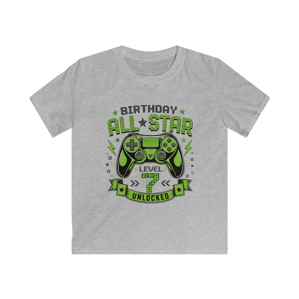Kids T‑Shirt "Birthday All Star: Level Unlocked" Video Game Controller Tee