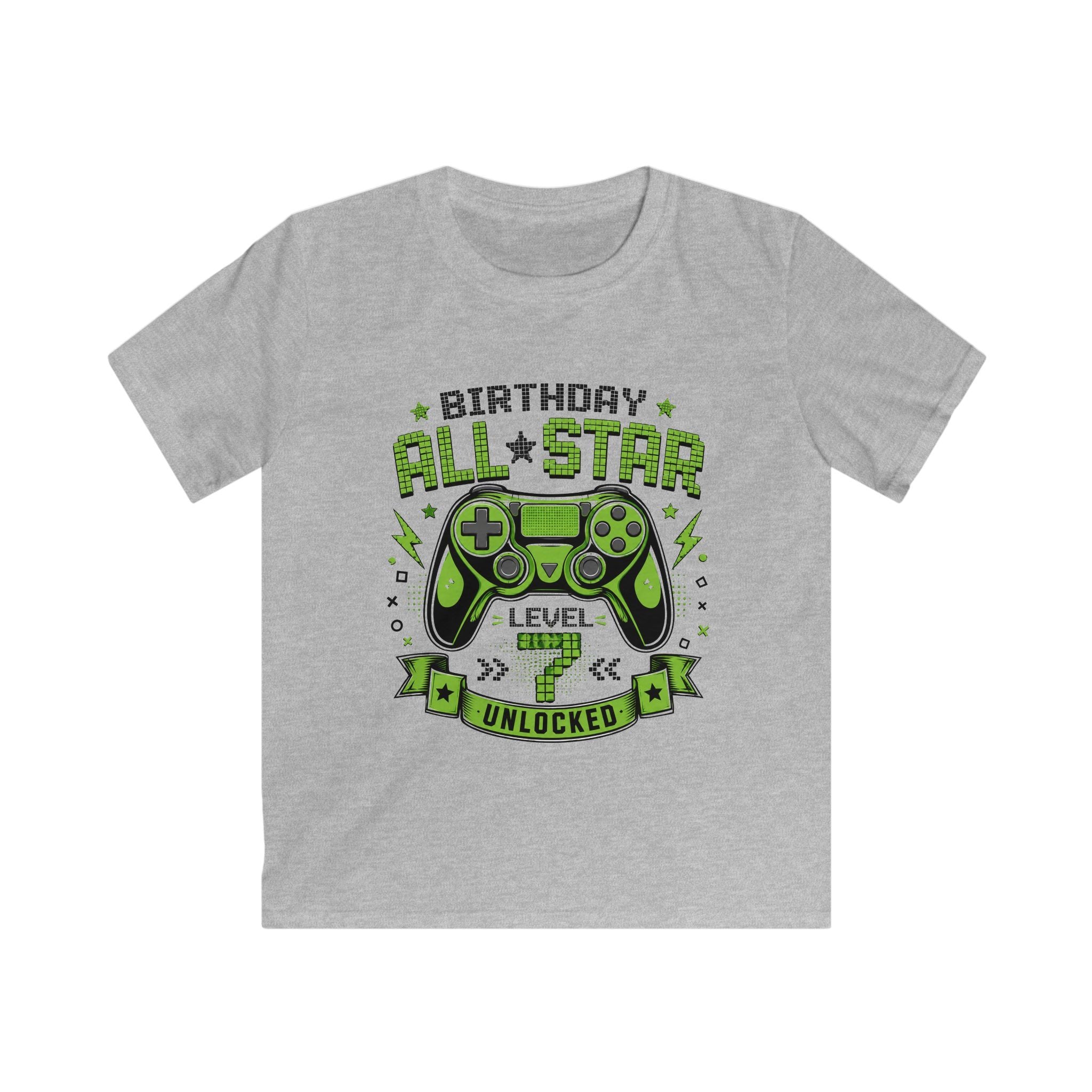 Kids T‑Shirt "Birthday All Star: Level Unlocked" Video Game Controller Tee