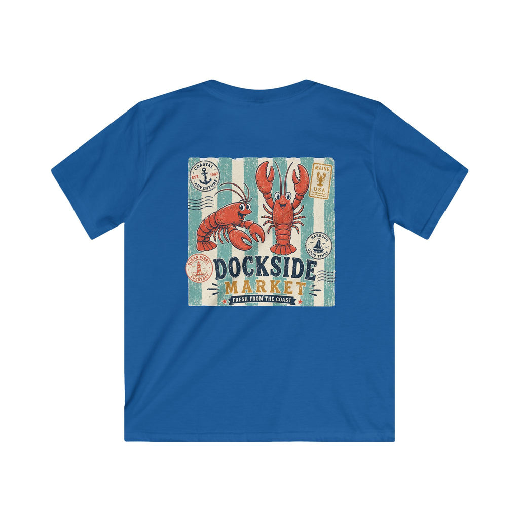 "Dockside Market" Kids Tee Retro Lobster Beach Graphic T-Shirt