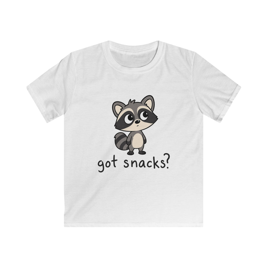Cute Raccoon "got snacks?" Funny Graphic Tee for Kids