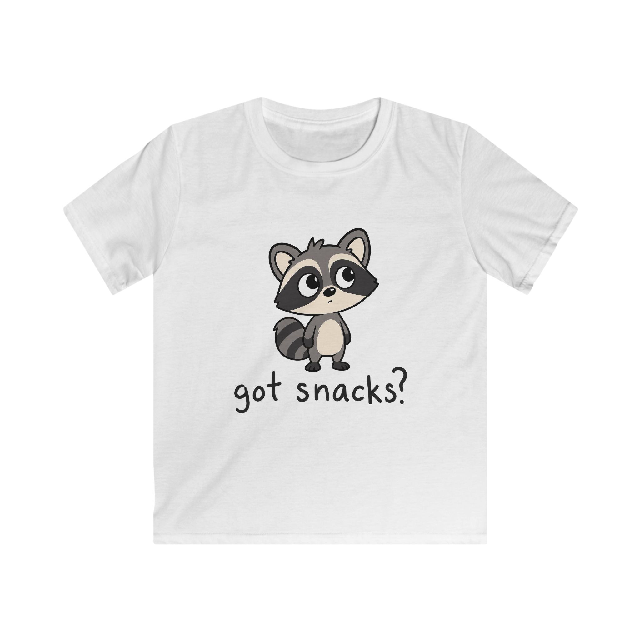 Cute Raccoon "got snacks?" Funny Graphic Tee for Kids