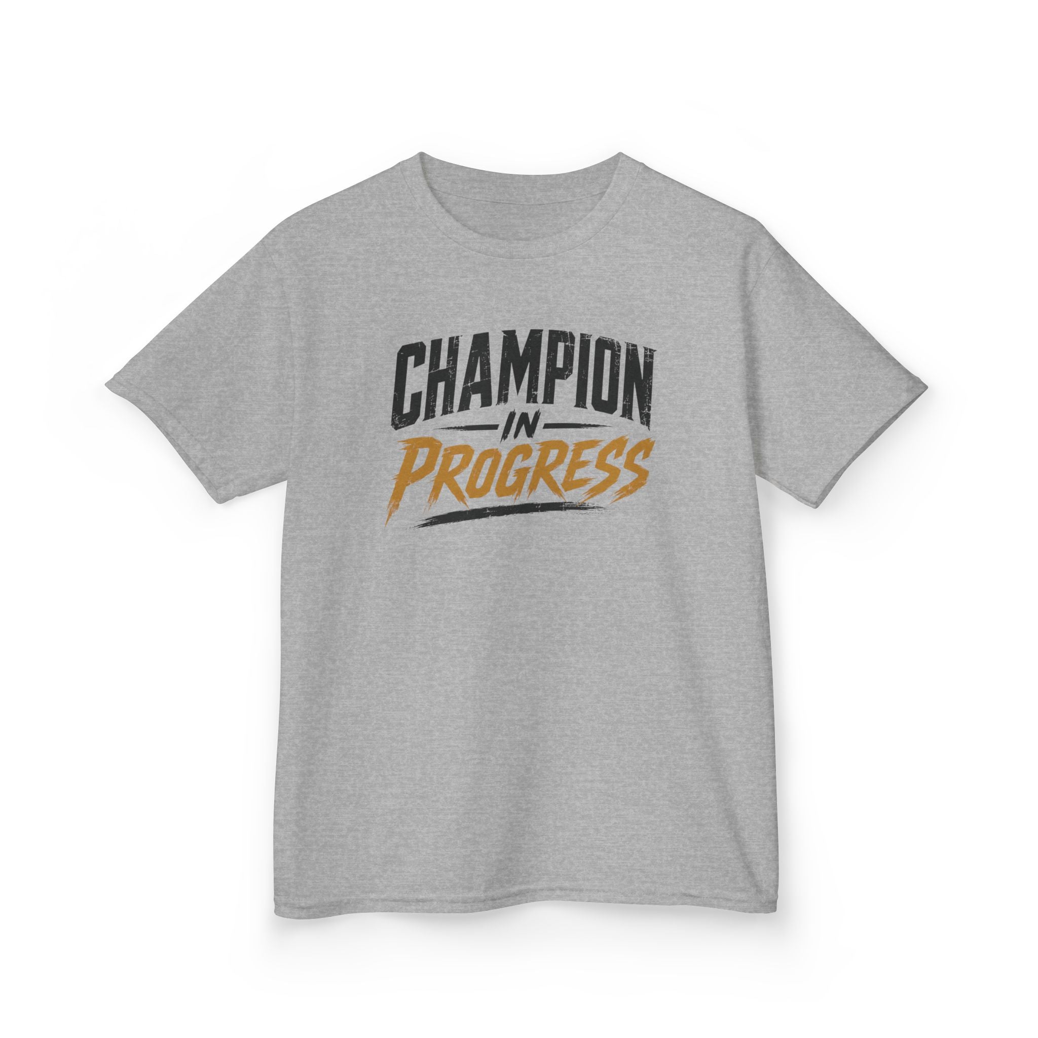 Champion in Progress I Motivational Kids T-Shirt | Athletic Sports Typography Graphic Tee