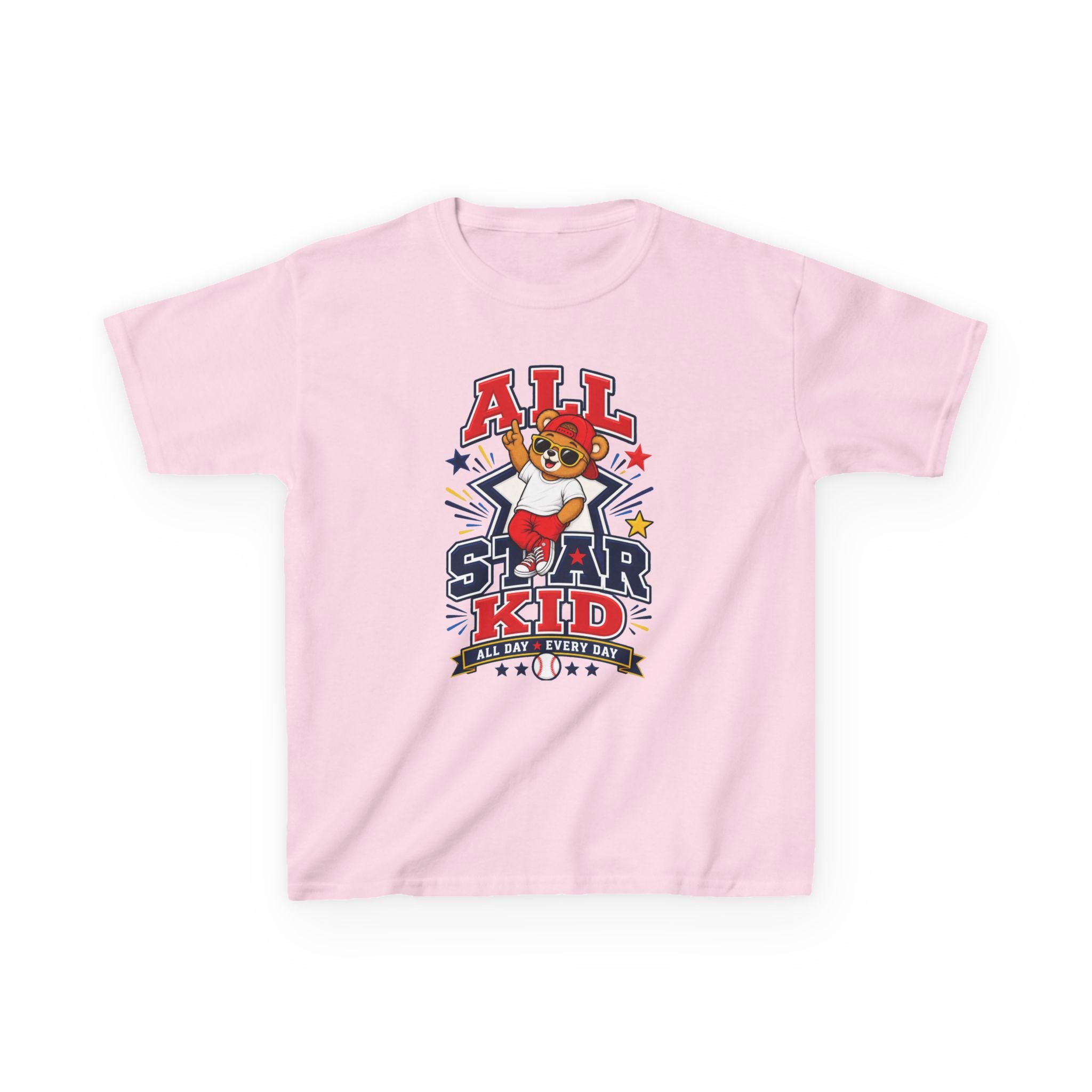 All Star Kid Kids T‑Shirt  Cute Baseball Bear Sports Graphic Tee